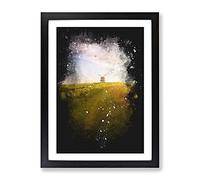 Windmill Upon A Hill In Warwickshire Paint Splash Modern Framed Print | A4 Black Framed Wall Art | Ready to Hang | Modern Nature Picture | Living Room Bedroom Lounge Office