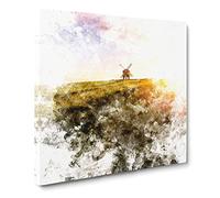 Windmill Upon a Hill in Warwickshire Watercolour Canvas Print | Gallery Wrapped 30mm Frame Wall Art | 14x14 inches | Ready to Hang | Modern Landscape Picture | Living Room Bedroom Lounge Office