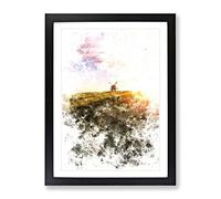 Windmill Upon A Hill In Warwickshire Watercolour Modern Framed Print | A2 Black Framed Wall Art | Ready to Hang | Modern Historical Picture | Living Room Bedroom Lounge Office
