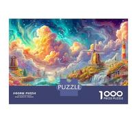 Windmills And Lighthouse by The Sea 1000-Piece Jigsaw Puzzle Colorful Windmill Ideal for Men, Women, Kids & Elders 52x38cm/1000pcs