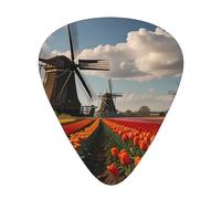 Windmills and tulips Patterned Guitar Picks - 12-Piece Set with 3 Different Thicknesses, Suitable for Electric and Acoustic Guitars