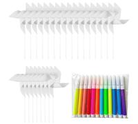 Windmills for Children, 24PCS White Kids Windmill Spinners with 12PCS Multi-Color Watercolor Pens, Arts And Crafts for Kids Activities, Easter Basket Stuffers, School Work & Home Crafting