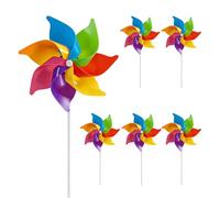 Windmills for Children, 6 Piece Rainbow Wind Spinner Set, Garden Windmills Outdoor Decor, Vibrant Pinwheel Spinners for Garden Decorations, Weather-Resistant Windmills for Outdoor Use