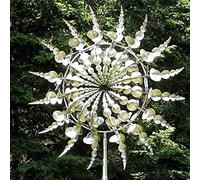 Windmills for the Yard Unique and Magical Metal Windmill Wind With Metal Garden Stake ，Spinners Outdoor Metal Large for Yard Lawn Patio Garden Kinetic Sculptures (Silver),1PCS