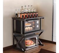 Windmilne 3-Tier Microwave Oven Rack Kitchen Countertop Over-The-Microwave Shelf for Living Room Office & Balcony