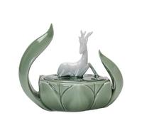 Windmilne Backflow Incense Burner Ceramic Lotus Incense Burner Creative Simple Living Room Ornaments Zen Aromatherapy Burner(A)