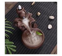 Windmilne Backflow Incense Burner Home Creative Lotus Leaf Blessing Backflow Incense or Incense Stick Burner Ceramic Incense Burner (A S)