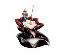 Windmilne Backflow Incense Burner Incense Cone Colored Ceramic Lucky Ornament Lotus Zen Reflow Incense Furnace Retro Decorative Ornament (A S)