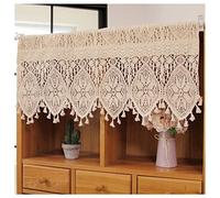 Windmilne Cotton Crochet Hollow Lace Curtains, Vintage Farmhouse Style Tassel Short Curtains, Kitchen Window Curtains(Beige W240xH90cm/51x18in)