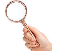 Windmilne magnifier for reading 10x Reading Magnifying Glass Metal Frame Handle Hd Lens Glass Magnifying Glass (A rose Gold)