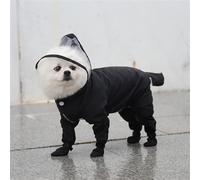 Windmilne Pet Dog Raincoat The Dog Face Pet Clothes Jumpsuit Waterproof Dog Jacket Dogs Water Resistant Clothes(Black L)
