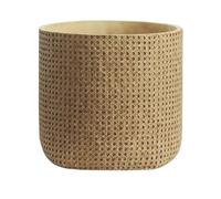 Windor Home Co Rattan Basket Ceramic Cement Plant Pot 26cm Diameter Large Plant Pot Indoors and Outdoors Large Planter