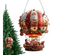 Window 2D Ornament - Santa Hot Air Balloon Acrylic 2D Ornament - Whimsical Sunlight Catching Fantasy Decoration,for Yard Living Room Bedroom Dining Room