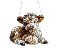 Window Acrylic Cow Pendant,Colorful Acrylic Wall Pendant Scottish Cow Ornament - Indoor Highland Cow 2D Decor Realistic Animal Figures for Garden, Living Room