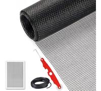 Window and Door Screen Repair Kit with Measuring Tape, Rubber Strip, Pressing Wheel, Grout Tool and Sufficient Screen Net for Windows, Doors, Patios and Porches (Black Suit)