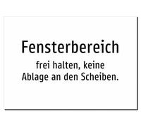 Window Area - Keep Free - No Shelf on the Windows - Sticker A2: 594 x 420 mm - Without Graphics, Text Only