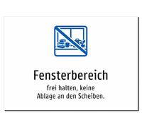 Window Area - Keep Free - No Shelf on the Windows - Sticker A4: 297 x 210 mm - With Graphic and Text