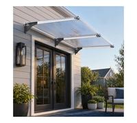 Window Awning, Front door canopy, Awnings for house, UPF 50+ UV,Rain & Snow Protection Hollow Sheet,for Entrances, Bay French Coffee Shop(65x200cm/25.6x79in)