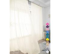 Window Beige Sheer Curtains 48 Inches Width 90 Inches Long 2 Panels Sheer Curtains Clear Curtains Basic Rod Pocket Panel for Home/Living Room/Bedroom/Kids Room