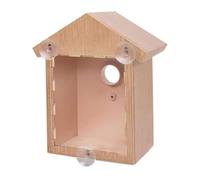 Window Bird Box Plastic Window Bird Nest with Strong Sucker and Viewing One Way Mirror Natural Wood Color Clear Bird House Garden Bird Gifts