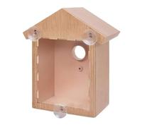 Window Bird Box Plastic Window Bird Nest with Strong Sucker and Viewing One Way Mirror Natural Wood Color Clear Bird House for Garden Bird Gifts