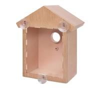 Window Bird Box Plastic Window Bird Nest with Strong Sucker and Viewing One Way Mirror Natural Wood Color Clear Bird House for Garden Bird Gifts Bird House Bird Box Window Bird Nest Clear Birdhouse