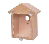 Window Bird Box|Window Bird Box Plastic Nest with Strong Sucker and Viewing One Way Mirror Natural Wood Color Clear House for Garden