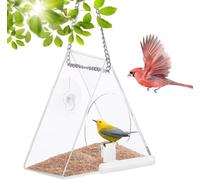 Window Bird Feeder With Strong Suction Cups And Chain, Can Be Hung And Sucked On The Window, Clear Bird Feeder For Window, Bird Feeders Suitable For Garden(Triangular)