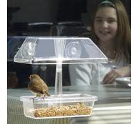 Window Bird Feeder With Strong Suction Cups - Jacobi Jayne® UpClose™ Window Bird Seed Feeder For Small Birds. With Protective Roof To Shield Birds From Rain And Drainage Holes To Prevent Waterlogging