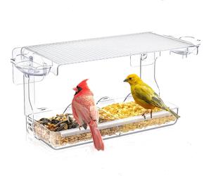 Window Bird Feeders with 2 water bowls for Small Birds, Clear Bird Feeder Bird
