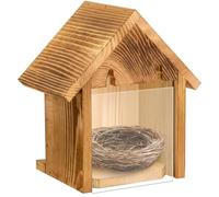 Window Bird House with Clear Viewing Panel Hanging Bird House for Outdoors Easy Clean Wooden Birdhouse for Up Close Watching Backyard Garden