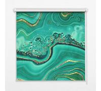 Window Blind 80x140 cm | Green Marble | Light Filtering Roller Shade | Semi Blackout | Bedroom Living Room Kitchen | Decorative Printed | Chain Control | Privacy UV Protection