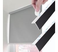 Window Blind Light Gap Blockers Black, Self Adhesive L-Shaped Blackout Roller Shades Side Tracks 2 PCS, PVC Blocking Strips for Privacy Protection(L 110cm)