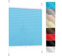 Window Blinds pleated blind, 35 x 80 cm Stick on Blinds Curtains Pleated Shades Thermal, with White Guide Rail for Window Privacy Protection, Blue