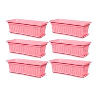 Window Box - 6 Piece Window Planter for Outdoor Plants - UV-Resistant Container Pots with Drainage Holes for Gardening Vegetables Balcony Backyard Outside Decor