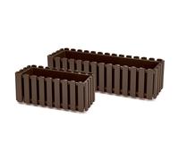 Prosperplast Boardee Fencycase Balcony Flower Box, Balcony Planter Box, Rustic Design for Indoor and Outdoor Use, Length: 380 mm, Brown