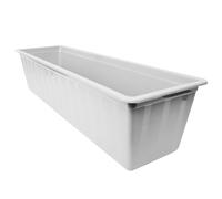 Window Box Flowerpot Planter Rectangle Long Plastic Pot Indoor Outdoor Classic Traditional Decor Balcony Garden Home Lightweigh Slim (White, L60cm x W18cm x H14cm)
