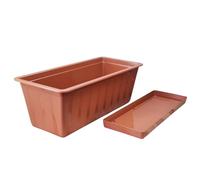 Window Box Flowerpot Planter Rectangle Saucer Long Plastic Pot Indoor Outdoor Classic Lightweight Rectangular (Terracotta, L40cm x W18cm x H14cm)