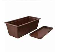 Window Box Flowerpot Planter Rectangle Saucer Long Plastic Pot Indoor Outdoor Classic Lightweight Rectangular (Brown, L60cm x W18cm x H14cm)