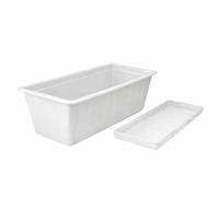 Window Box Flowerpot Planter Rectangle Saucer Long Plastic Pot Indoor Outdoor Classic Lightweight Rectangular (White, L40cm x W18cm x H14cm)