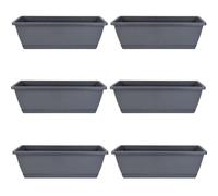 Window Box Planter 6Pcs Ventilated Window Boxes for Windowsill Outdoor with Drainage PP Rectangle Planter with Tray 16.9x7.1x6.3in for Balcony Garden Light Black