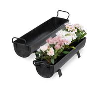 Window box Zinc Plant Tub Galvanized Flower Boxes Metal Gutter Planters 2 Sizes