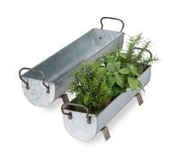 Window box Zinc Plant Tub Galvanized Flower Boxes Metal Gutter Planters 2 Sizes