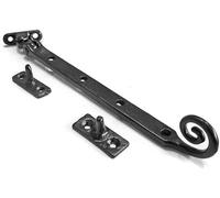 Window Casement Stay Monkey Tail, Black Cast Iron 8", 10" or 12" from Ironmongery Hardware Online (250mm (10"))
