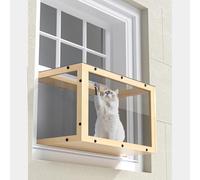 Window Cat Perch Catio, Wood Cat Window Box, Window Catio for Indoor Cats. Suitable Single Hanging Window with an Inner Diameter of The Window Frame with A Net Opening Width of 24-35 in. KGCCIZI.