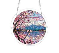 Window Catcher | 19cm Flat Panel Hanging with Chain Acrylic Ornament Floral Theme for Window | for Garden Bedroom Living Room Balcony Entrance Mother Women