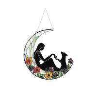 Window Catcher - Decorative 2D Acrylic Multicolor - s for Moon Window with Puppy - For Housewarming, Birthday, Gift For Women, Wife, Sisters, Aunts, Friends