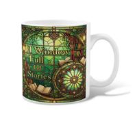 Window Ceramic Coffee Mug, Victorian Classic Books Ivy Fall Green Novelty Tea Mug with Handle Ideal for Friendship Family Colleague Teachers Sweetheart Staff 11 Oz