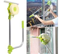 Window Cleaner 2-in-1 Telescopic Window Squeegee Set with Long Extension Pole, 0.6-1.4M Long Window Cleaning Tools High-Rise Window Cleaner Telescoping Pole Washer Head Sponge Rotating Head
