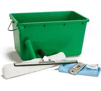Window Cleaner 5-In-1 Essential Set: Washer, Squeegee/wiper 35Cm/14In, 4Cm Safety Scraper, 12L Bucket & Microfibre Cloth By Unger
